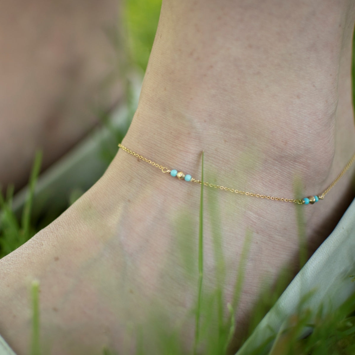 Turquoise Beaded Anklet