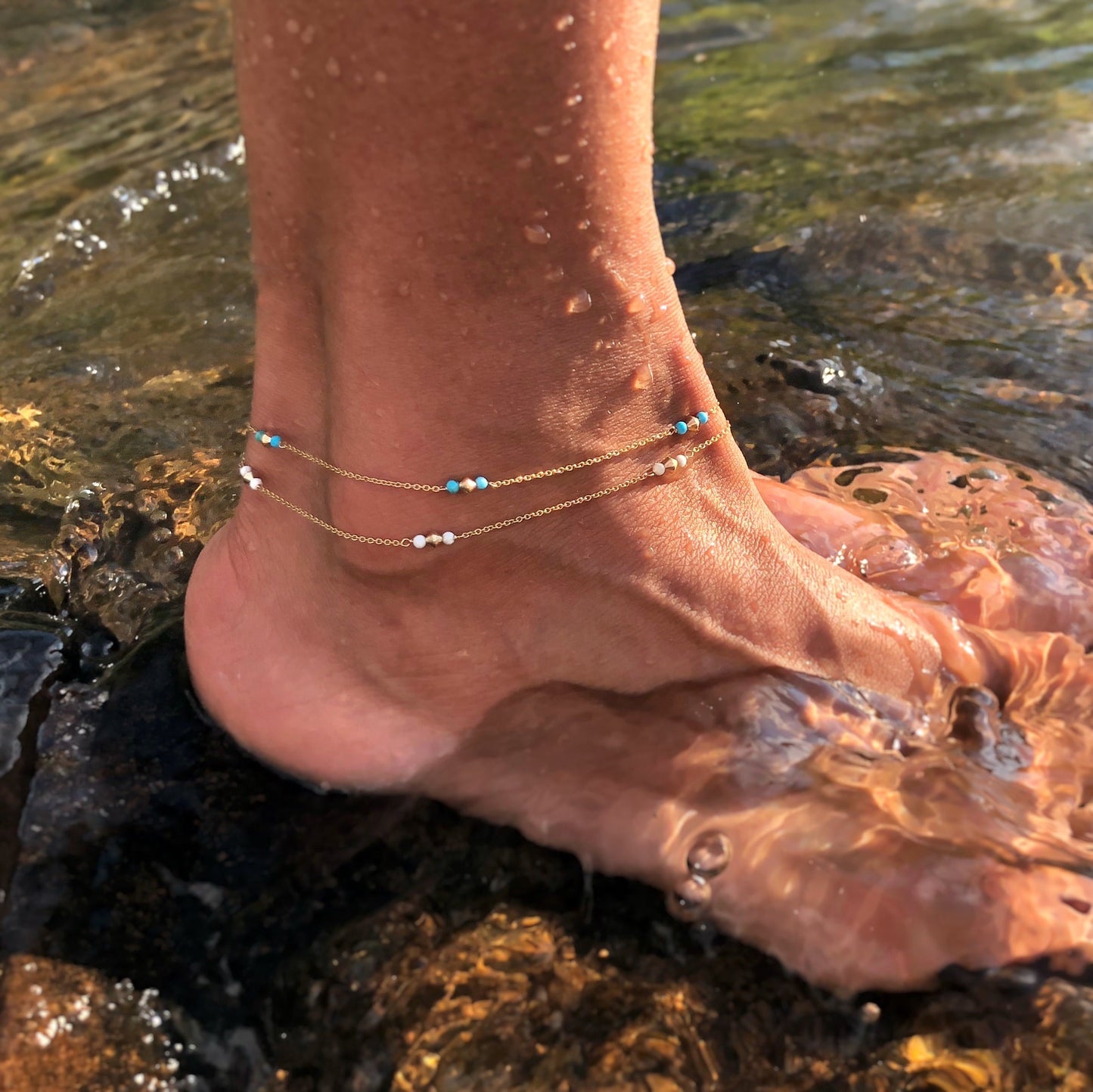 Turquoise Beaded Anklet