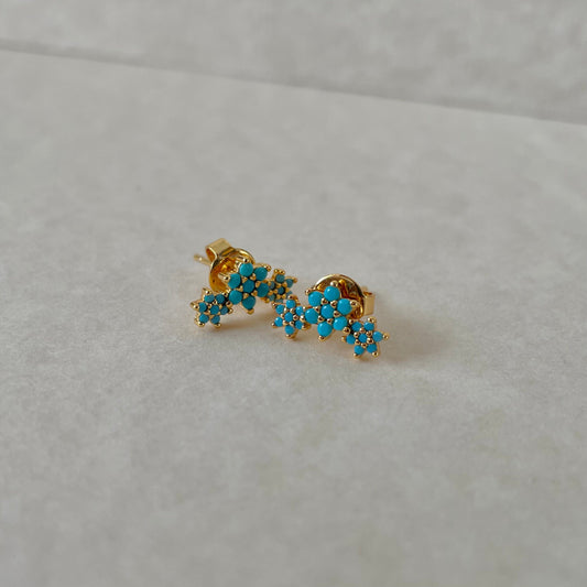 Three Flower Stud Earrings